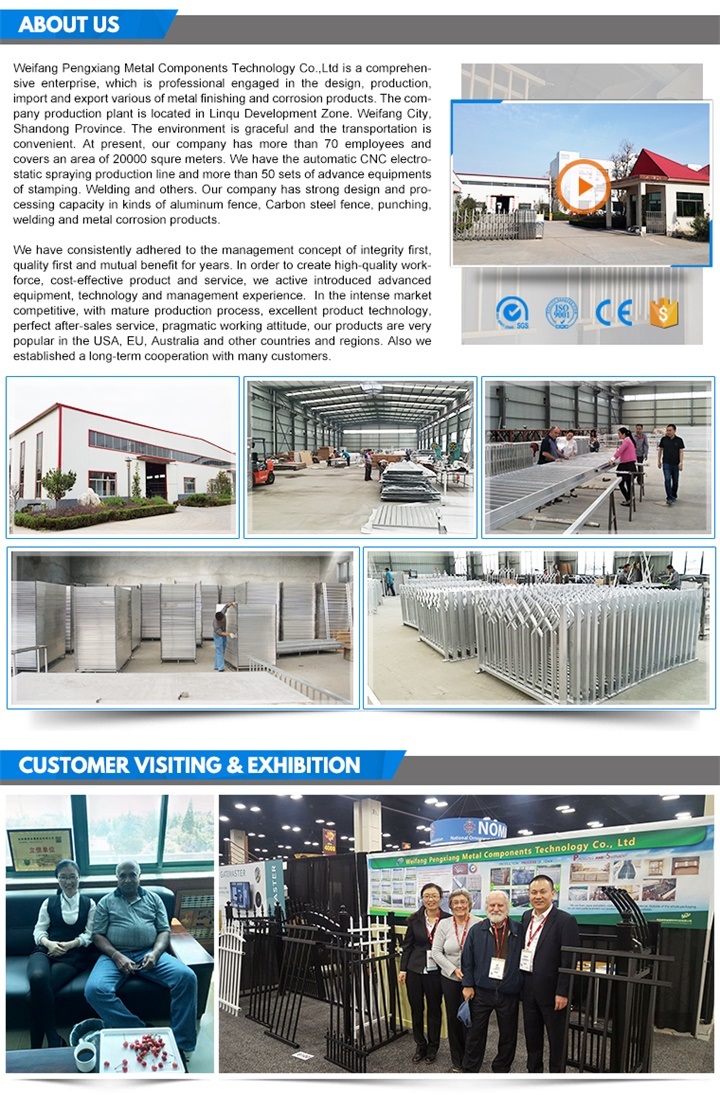 3 Rails Aluminum Residential Fence Flat Top Fence Shandong Weifang Supplier
