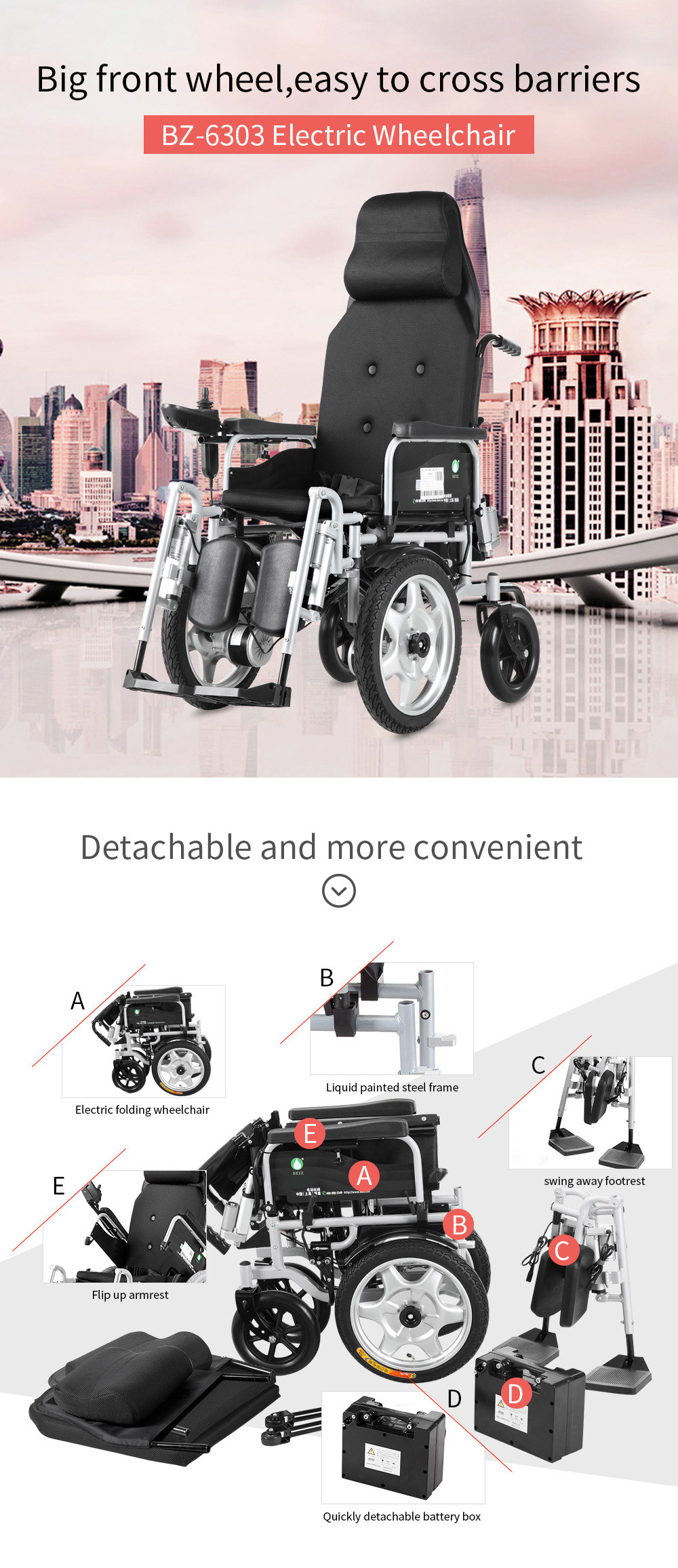 Heavy Duty off Road Steady Electric Power Wheelchair