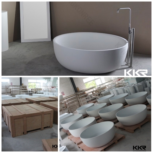 Sanitary Ware Round Acrylic Solid Surface Stone Bathtub (BT170801)