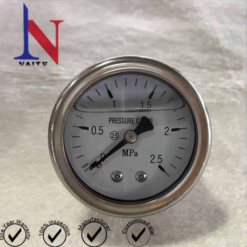 2.5MPa Glycerin Filled Brass Internals Pressure Gauge for Pump