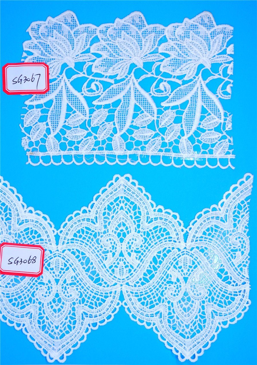 Fashion Water Soluble Embroidered Chemical Lace Trim for Dress