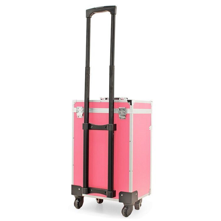 Aluminum Cosmetic Trolley Case with Double Drawers and Wheels (KeLi-LG-1025)