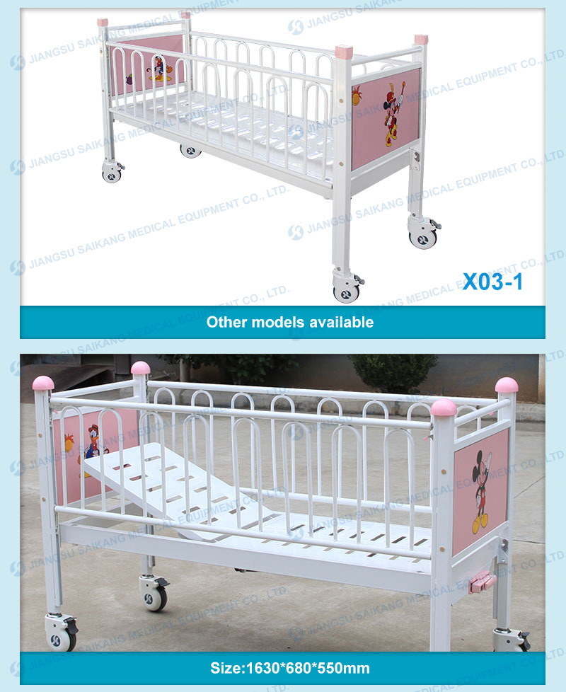 X03-1 BV Factory Economic Hospital Powder Coated Steel Baby Bed