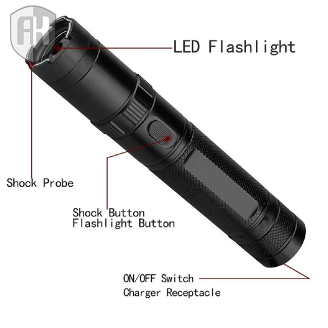 910 Small Portable Electric Shock Stick Self-Defense Stun Gun Riot Flashlight