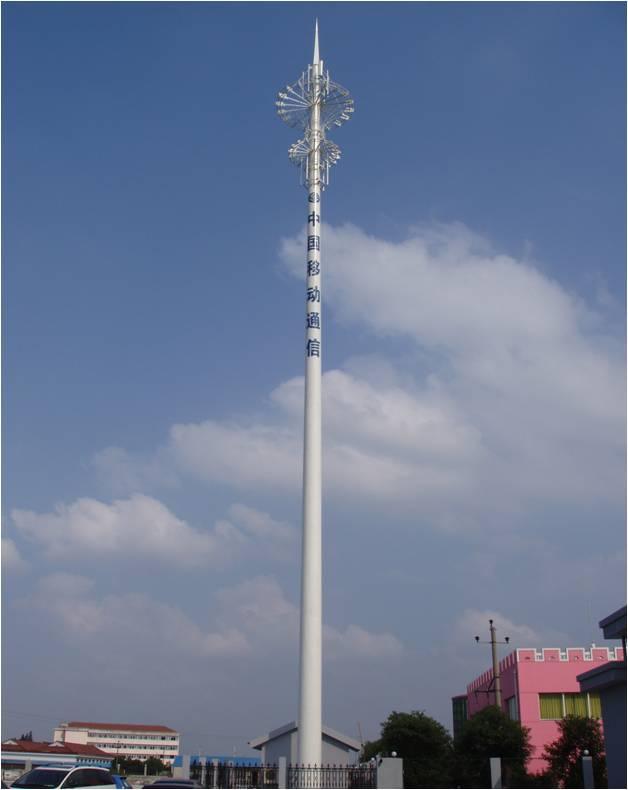 Galvanized Monopole Telecommunication Cell Steel Tower