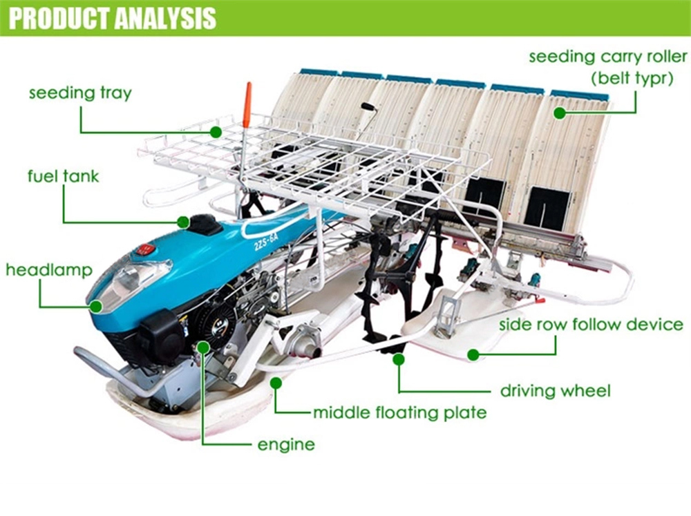 Walking Type Rice Seeding Machine Rice Transplanter (6 Rows)