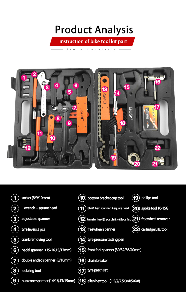 Wholesale Popular 44 in 1 Cycle Tool Set Bike OEM Tool Case Bicycle Tool Kit