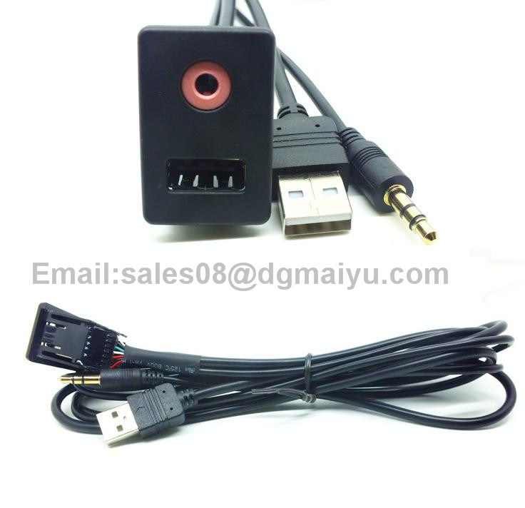 Car Dash Flush Mount 3.5mm Aux & USB Male 3 RCA Extension Cable Lead Socket 1.5m