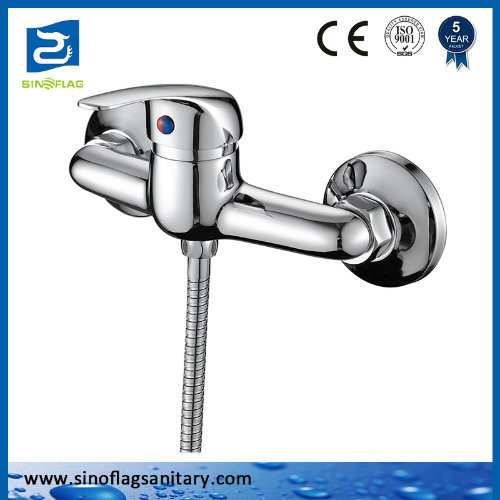 Modern Lavatory Vanity Two Holes Long Spout Wall Mount Bathroom Faucet