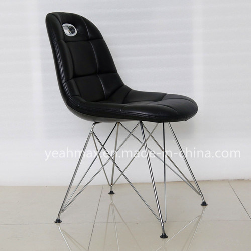 Modern Bar Chair with Black PU Upholstered and Chrome Metal Frame