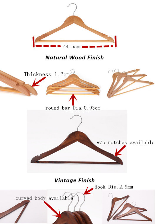 A Grade Wholesale Top Wooden Clothes Hanger for Man Garment Furniture Hanger with Bar (GLWH003)