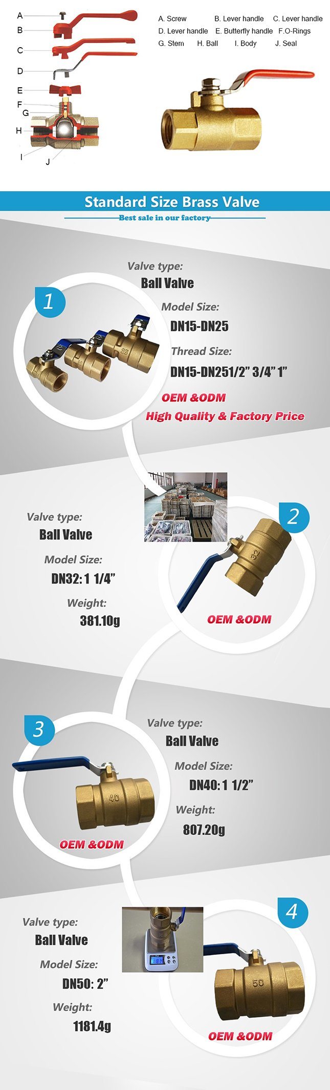 1 Inch Dn25 Wog 600 Brass Ball Valve for Sanitary