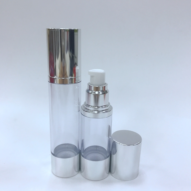 Shiny Silver Aluminum Airless Pump Bottle 15ml30ml50ml for Cosmetic Bottle