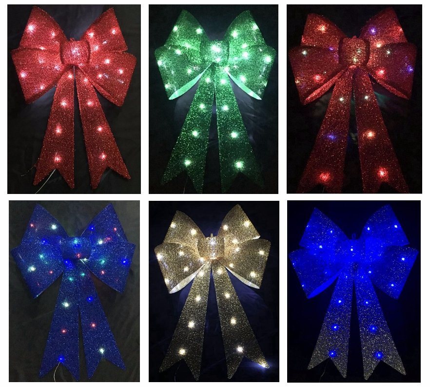 Christmas Outdoor Decoration Bow with LED Light