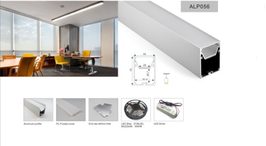 Alp063 Driver-in Aluminum Profile for Warehouse Linear Lighting Strong and Durable LED Aluminum Profile Environmentally Friendly Aluminum Extrusion Channel