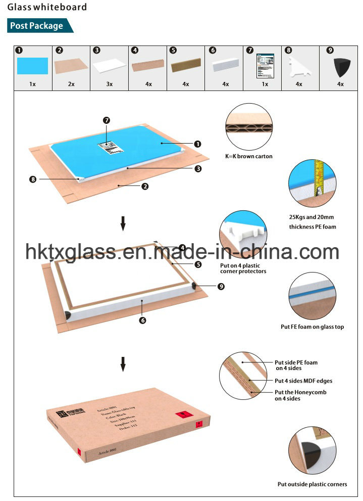 High Quality Kids Writing Glass Whiteboards with En12150 Asnzs2208 BS62061981