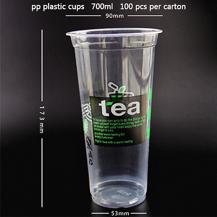 700ml Long Tall Custom Disposable Palstic Bubble Tea Cups