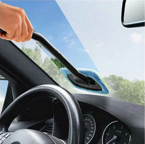 Microfiber Auto Window Car Cleaning Long Handle Car Wash Brush Dust Car Care Windshield Shine Towel Handy Washable Car Cleaner