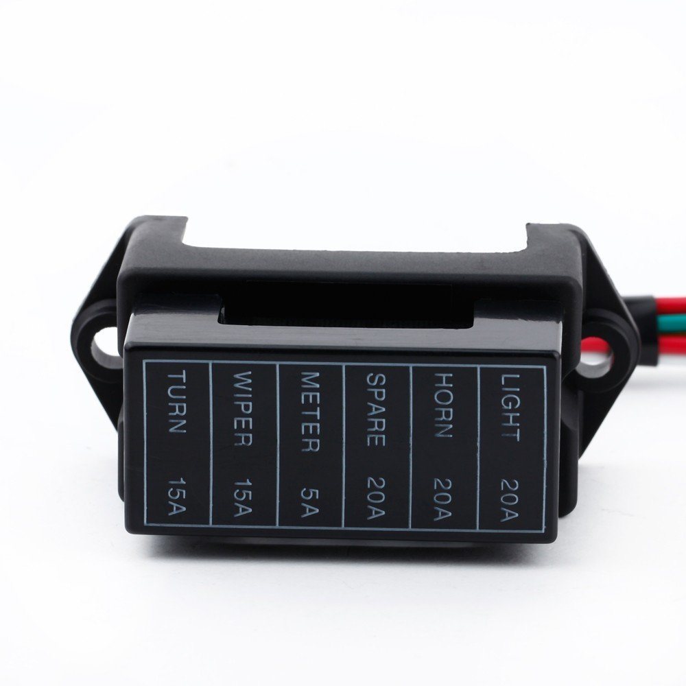 6 Way DC32V Circuit Car Trailer Auto Blade Fuse Box Block Holder Inline Atc ATO 2-Input 6-Ouput Wire for Bus Ship Tanker Trailer Car Coat