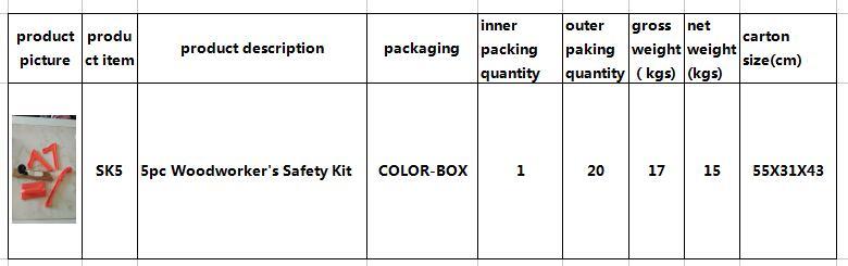 Five Piece Woodworker's Safety Kit Tool