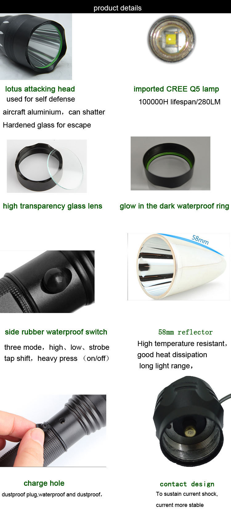 CREE LED XPE 4W 350lm Rechargeable LED Torch