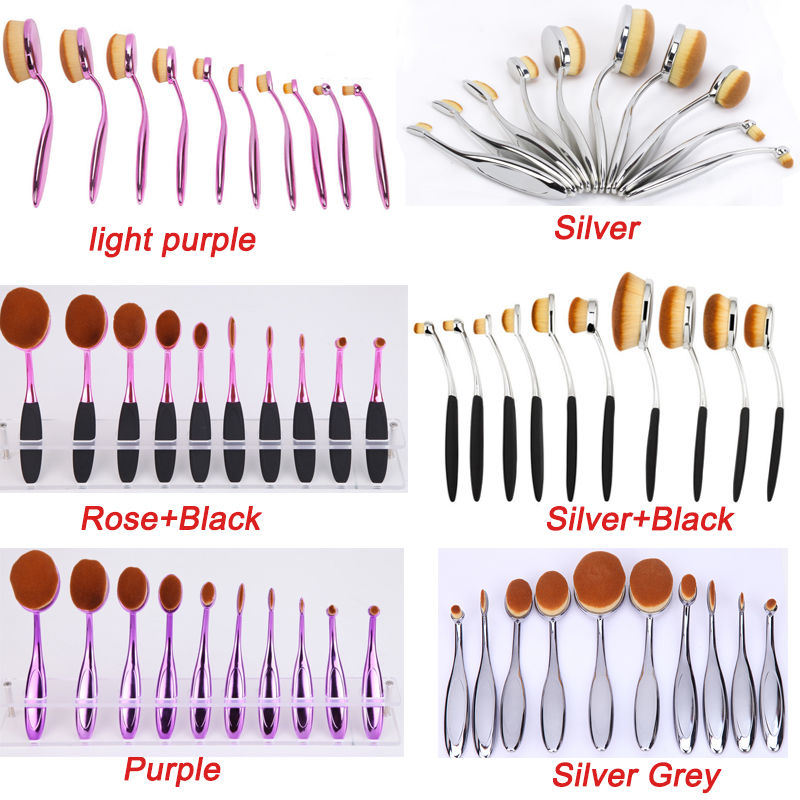 10PCS Top Synthetic Hair Rose Gold Oval Makeup Brush Set Makeup Cosmetics Brushes