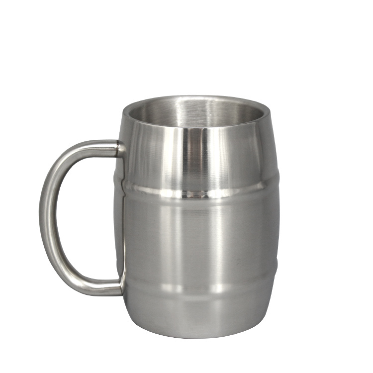 Drum Shape Stainless Steel Coffee Mug 450ml Practical Beer Water Cup