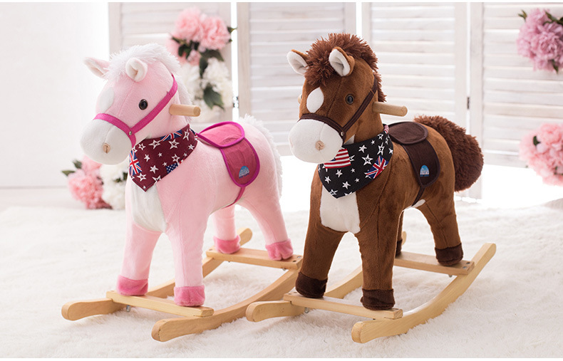 Best Choice Products Rocking Horse Plush Brown with Sound Toy