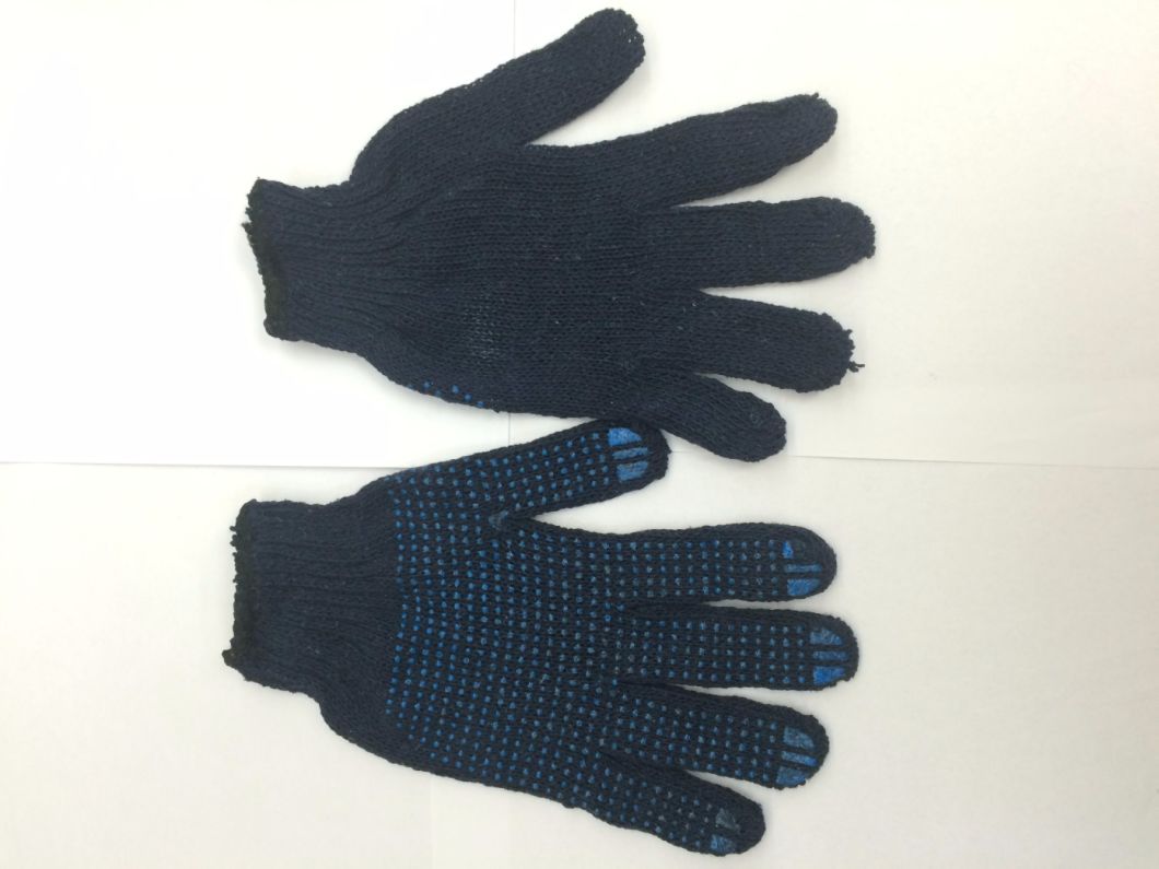 Hot Sale Industrial Working Knitted Cotton Gloves with PVC Dotted