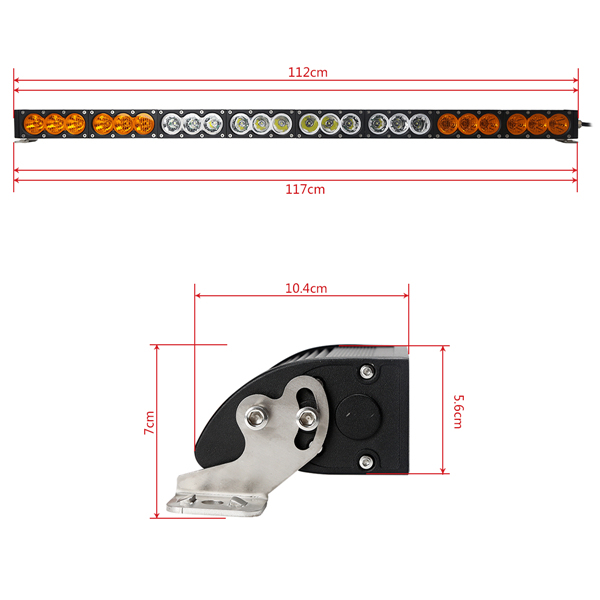 Waterproof IP67 240W 43 Inch Single Row LED Light Bar Amber White Dual Color 4X4 Offroad LED Light Bar Car