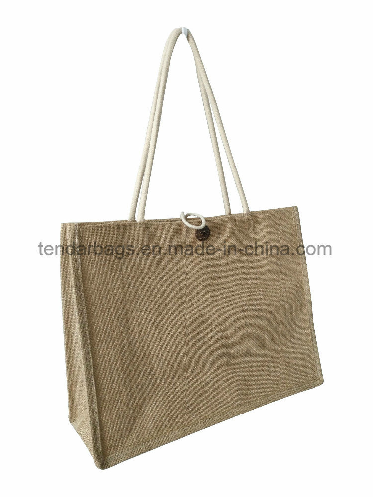 PE Baking Jute Shopping Bag with Cotton Rope Handle