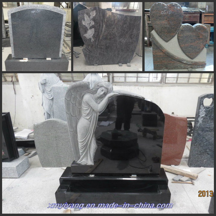Black/Grey/Red/Blue/Green/Purple/White Granite/Marble/Memorial/Cemetery/Garden Gravestone with Angel (European/American/Chinese/Japanese/Russian Stytle)