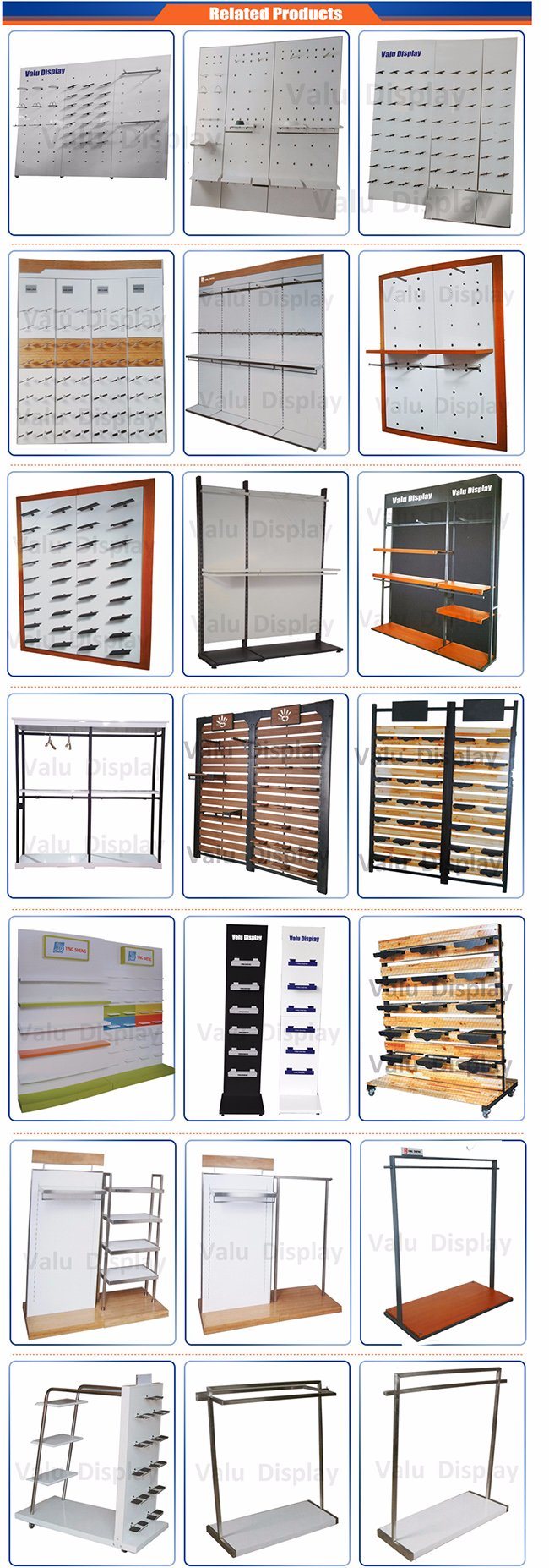 OEM/ODM Factory Supply Custom Made MDF Painted Wooden Clothes Display Shelves