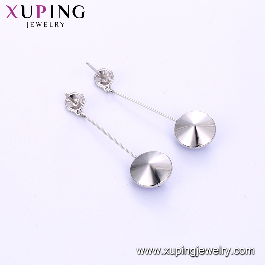 Xuping Sapphire Shiny Simple Gold Earrings Designs for Women Crystals From Swarovski