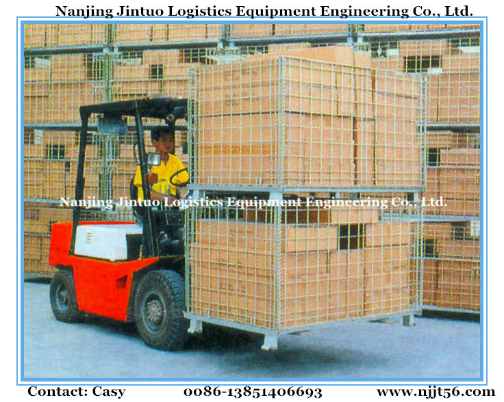 Steel Collapsible Wire Mesh Container / Storage Cage for Pallet Rack