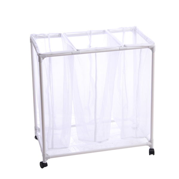 Laundry Sorter Hamper Clothes Organizer Basket 3 Bag Storage Cart (JP-127)