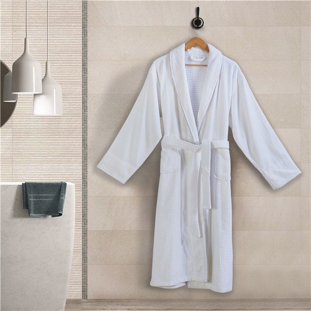 Warm 100 Cotton Men's Hotel Check Velour Bathrobe