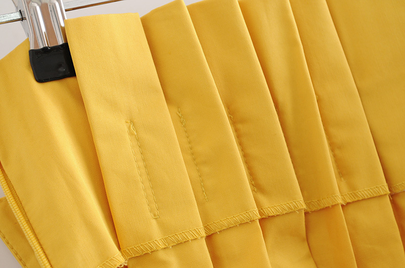 Однотонное желтое платье с поясом Solid Color Yellow Belt Dress