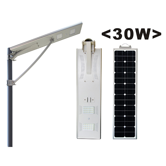 Manufacturer Directly Wholesale 30W Integrated All in One Solar LED Street Light with Battery Backeup