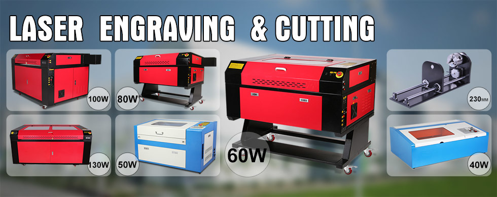 60W CO2 Laser Engraver Cutting Machine with Rotary Axis