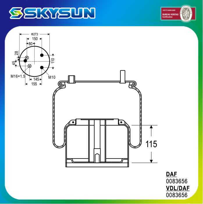 Truck Trailer Auto Spare Parts Suspension Rubber Air Spring (0083656/0377498/0388165/0297721/0526651)