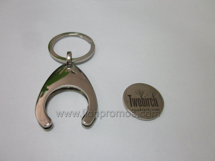 Metal Keychain with Supermarket Shopping Cart Token