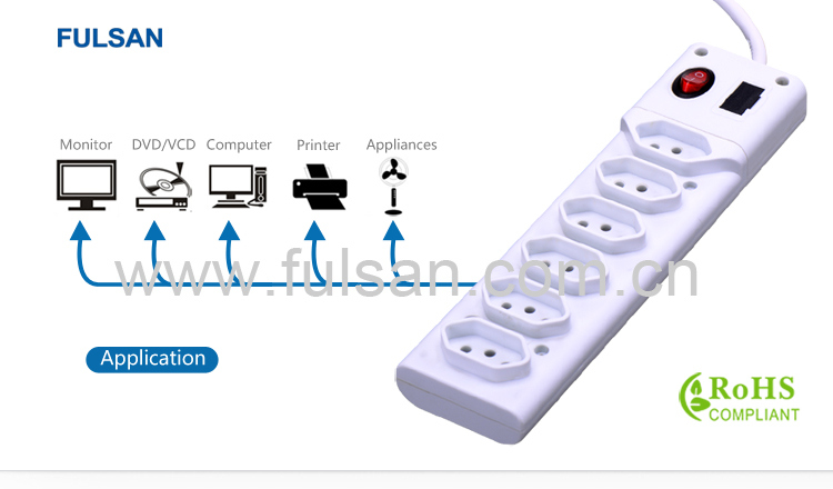 Brazil Electrical Extension Power Socket with Inmetro