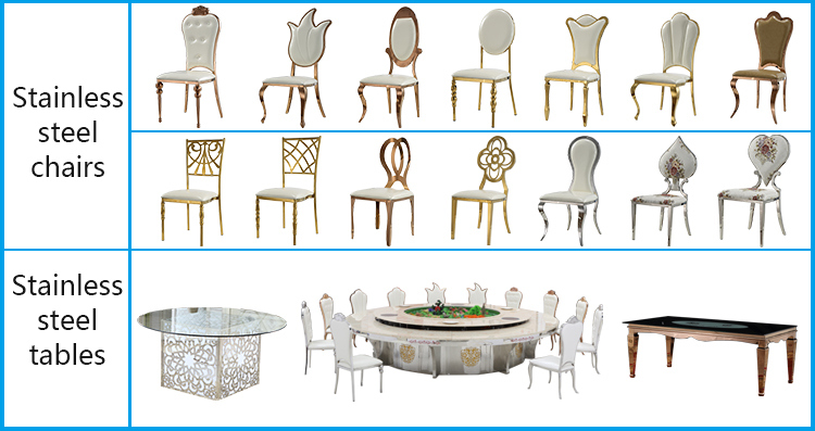 Stainless Steel Stackable Gold Banquet Chairs with White Cushion