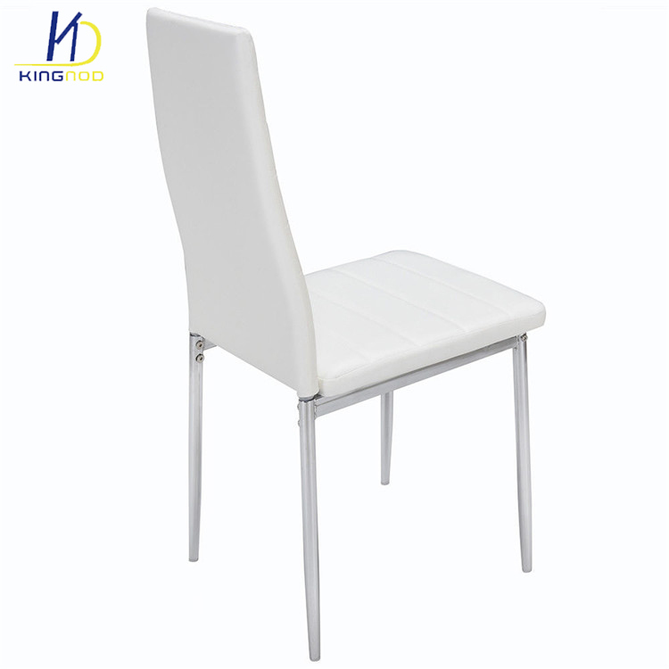 High Back Metal Frame Chromed Leg Leather Dining Chairs for Restaurant