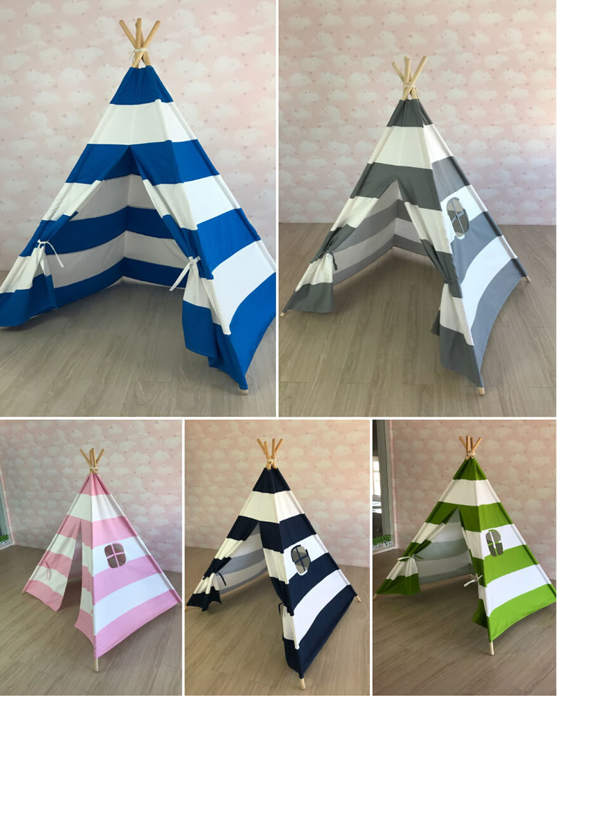 Outdoor Indoor Stripe Canvas Cotton Children Indian Tent with Pole