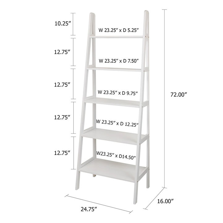 White 5-Tier Storage & Display Wood Rack
