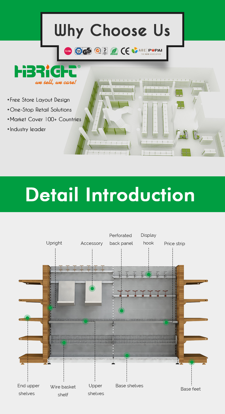 Heavy Duty Island Supermarket Gondola Shelves