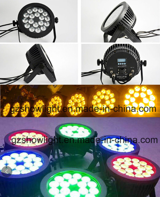 Outdoor RGBWA UV 6 in 1 Flat LED PAR Light 18PCS 18W for DJ Lighting, Parties