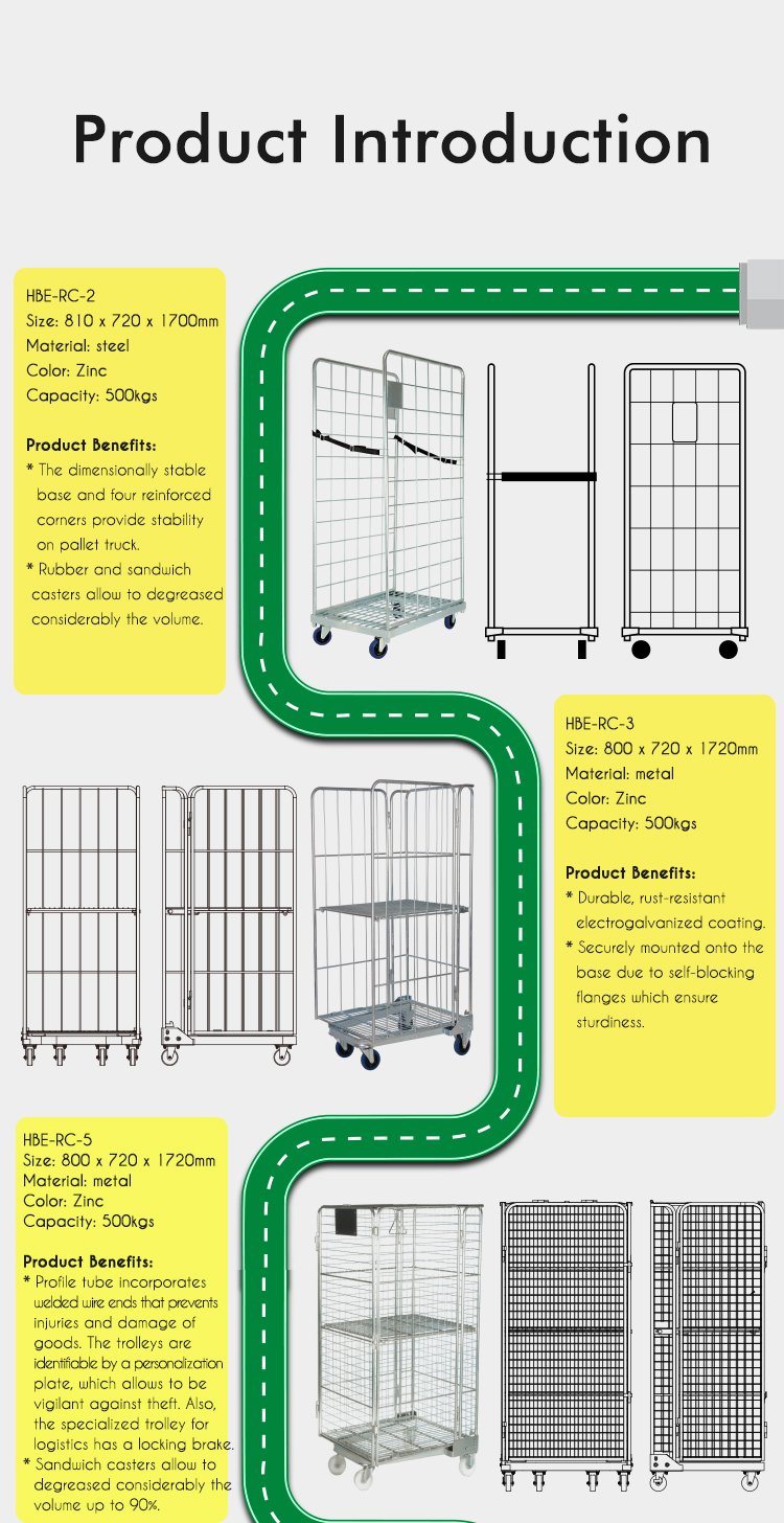 Highbright 2 Doors Nestable Roll Container Roll Cage